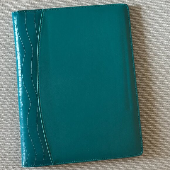 Padfolio Teal Blue-Green Buxton Leather Folder with Legal Pad and Pockets - Picture 1 of 5